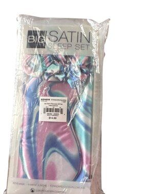 Kohls 3pc Satin Pillowcase, Mask & Scrunchie Set in Multi Marble Color Gift Set